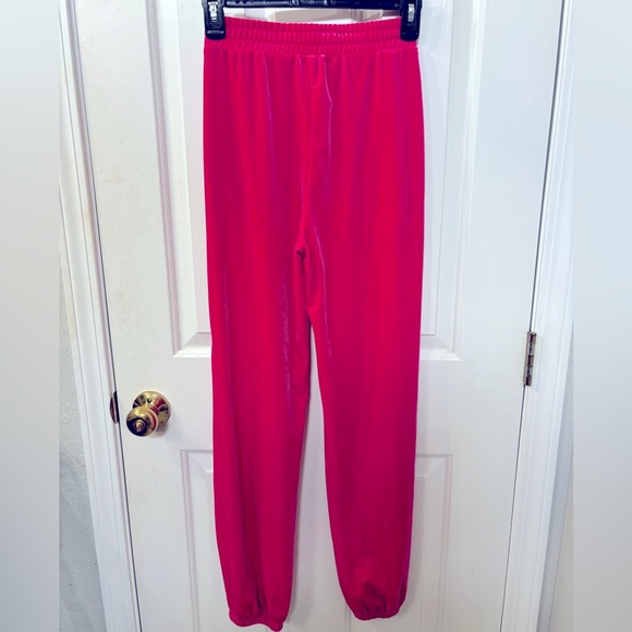 SHEIN EZwear Y2k Hot Pink Velvet Tracksuit Zip-up Hoodie & Pants Womens Size XS - Picture 9 of 14